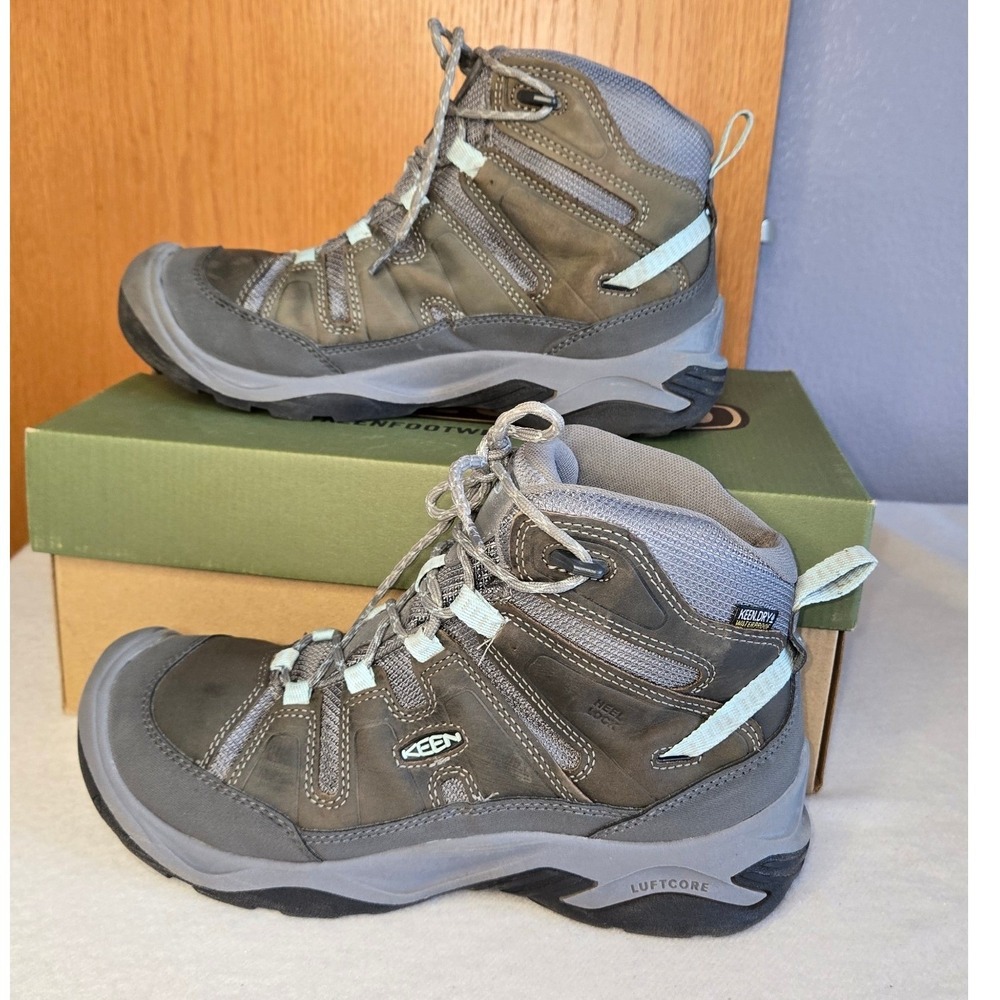 Keen Circadia Mid WP 9.5 Wide Waterproof Hiking Boots Steel Grey Cloud Blue - Picture 5 of 9
